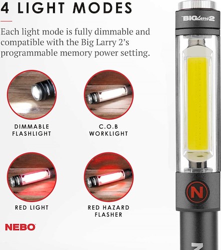 Nebo Big Larry 2 Φακός Μπαταρίας LED Διπλής Λειτουργίας