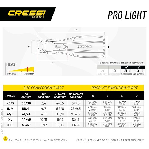 Cressi Pro Light Βατραχοπέδιλα